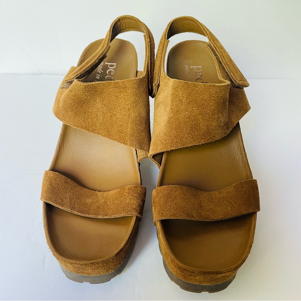 Pedro Garcia Jouri Tan Suede Wedge Sandals Size EU 38.5 US 8.5 LIKE NEW - Picture 2 of 7